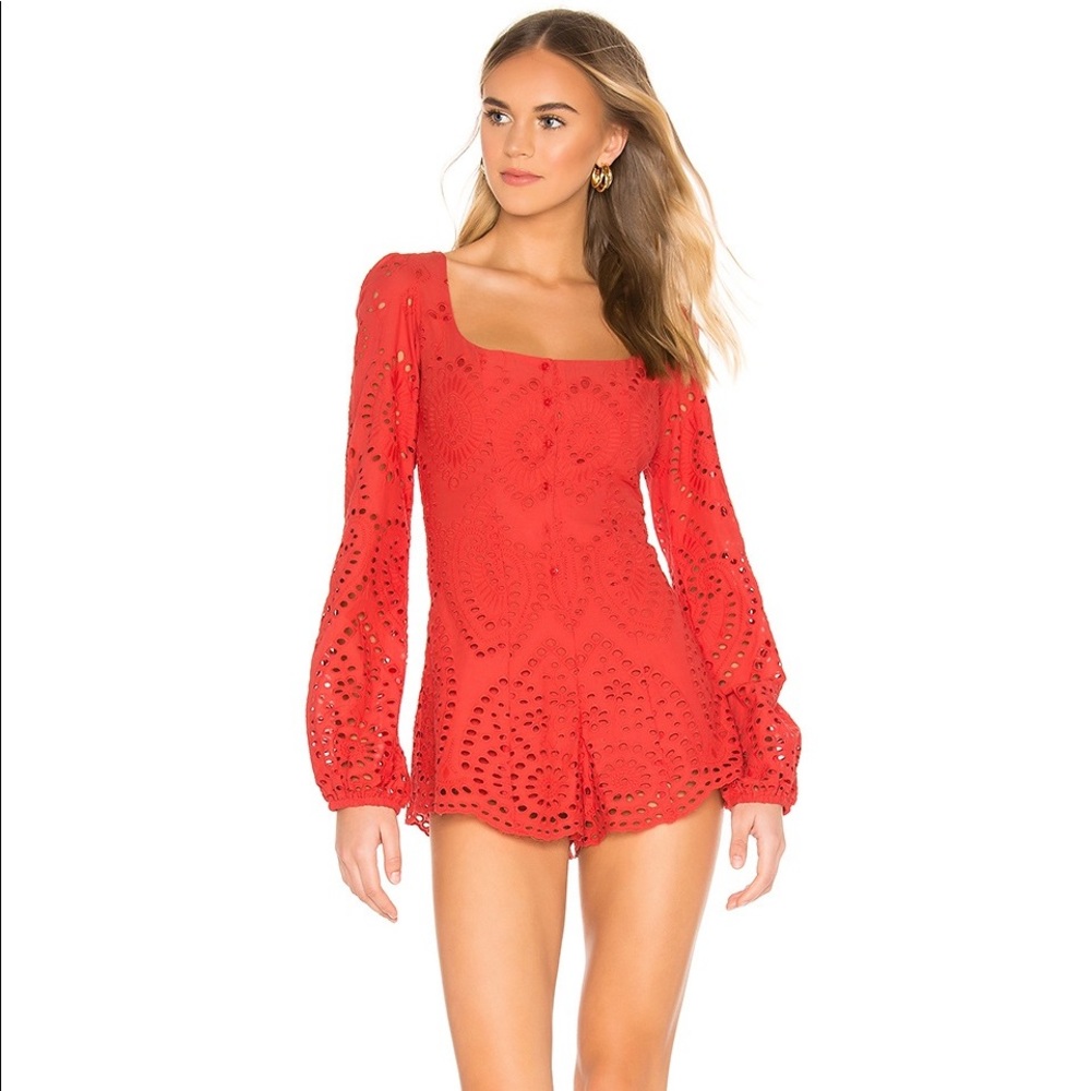 Beach riot red eyelet romper revolve
